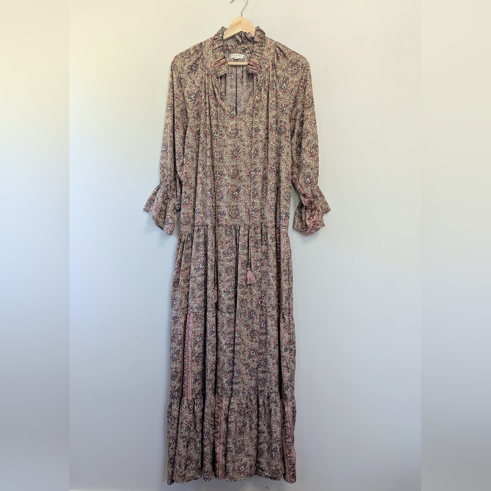 Paani Paisley Tiered Maxi Dress Boho 70s Prairie